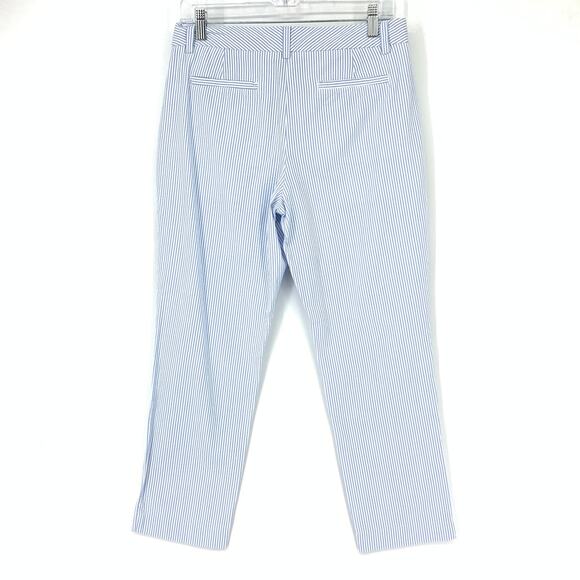 Lands' End Women's Size 4 Mid-Rise Straight Leg Cropped Pinstripe Trouser Pants - Picture 2 of 6